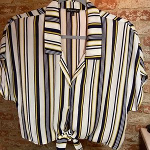 Blue and Gold Striped Button Up